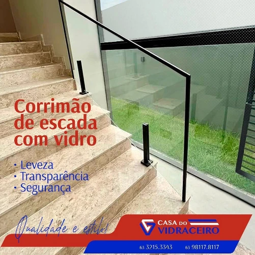Corrimão de Escada em Vidro Temperado